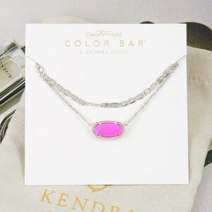 Kendra Scott Elisa Multi Strands Magenta Pink Necklace Silver Tone
